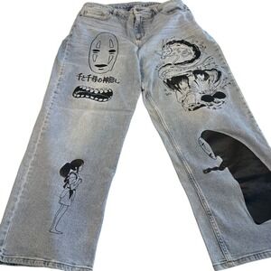 Studio Ghibli Spirited Away Wide Leg Jeans Size 16 No Face Haku Anime